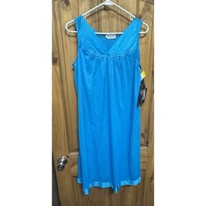 Vanity Fair Coloratura Nightgown M Peacock Blue NWT Nylon USA Vintage Sleepwear